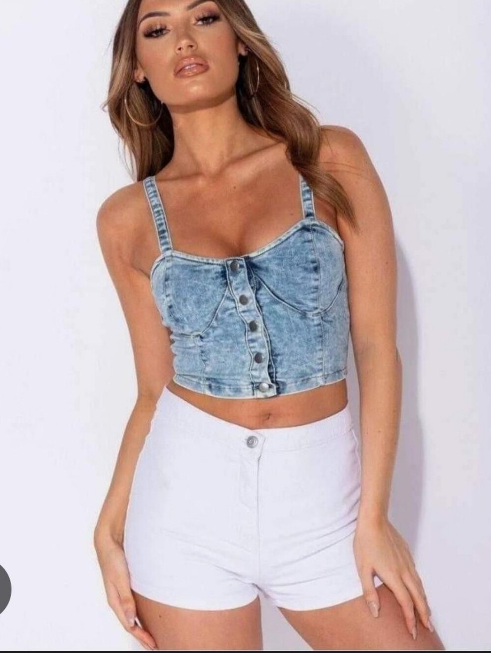 UNIONBAY Light Denim Blue Cropped Top